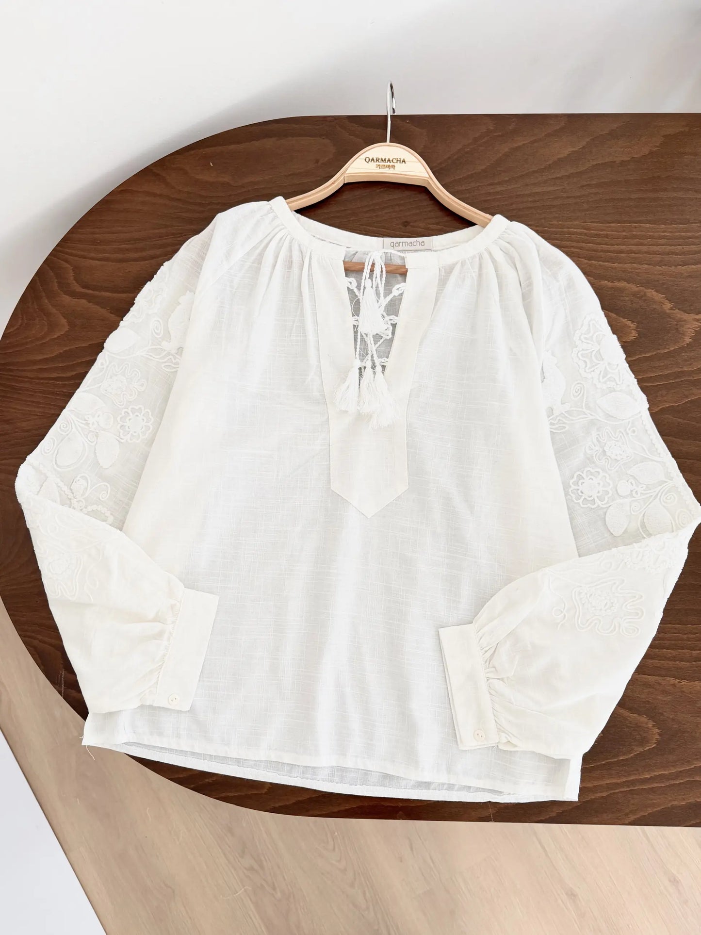 Tasseled Embroidered Blouse