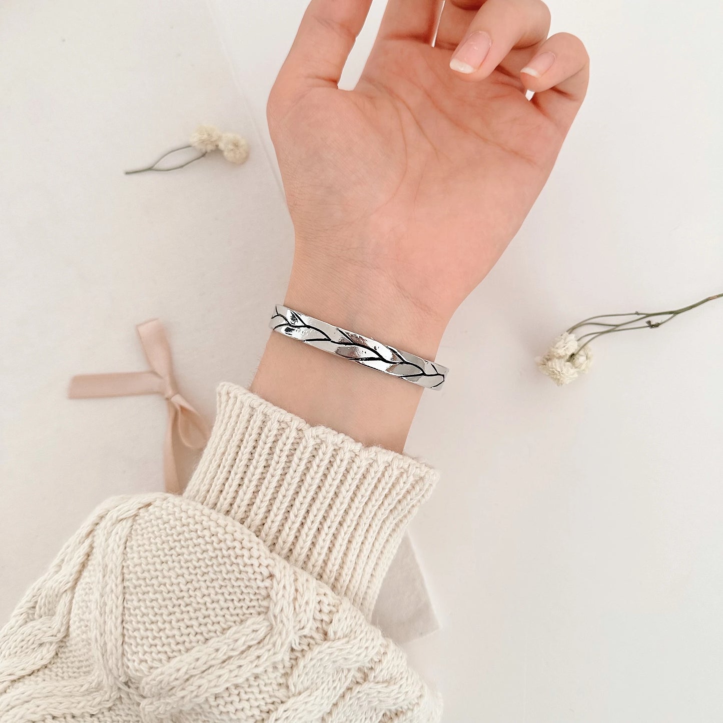 Steel & Silver Mixed Cuff Bracelet