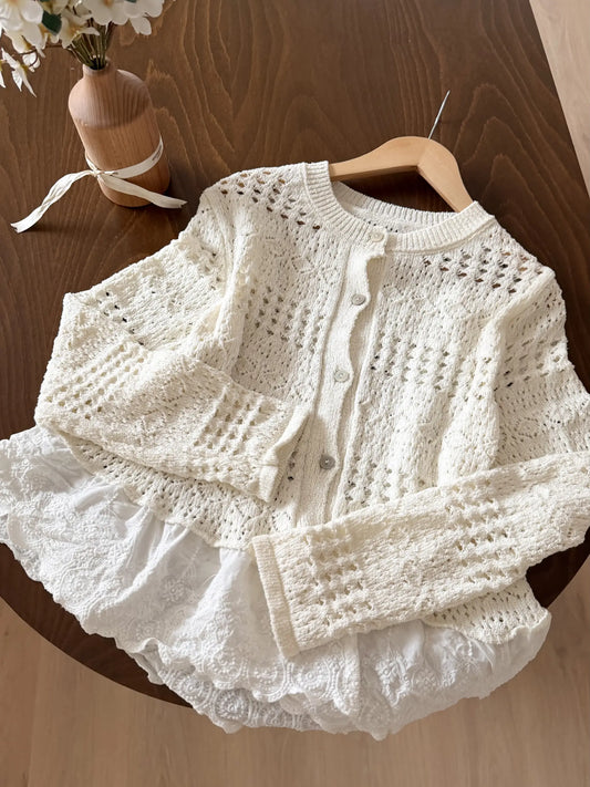 Scalloped Eyelet Cardigan