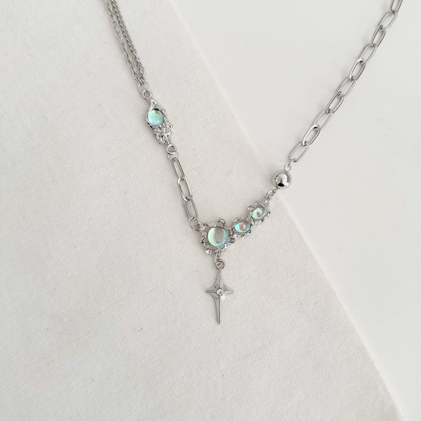 Steel & Silver Mixed Chain Necklace