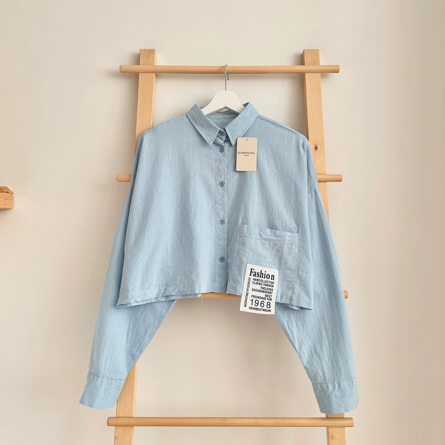 Single Pocket Crop Shirt