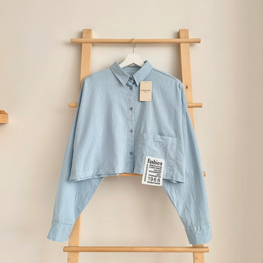 Single Pocket Crop Shirt