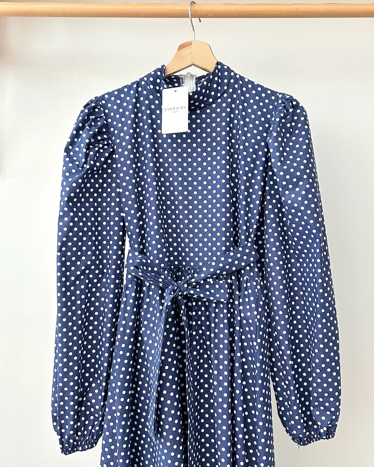 Balloon Sleeve Polka Dot Dress