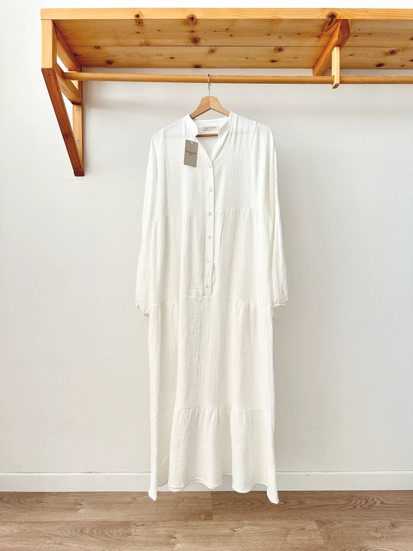 Tiered Buttoned Muslin Dress
