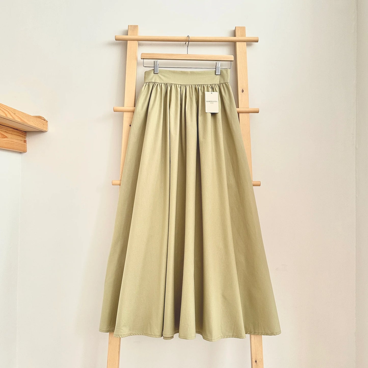 Waist Gathered Flared Skirt