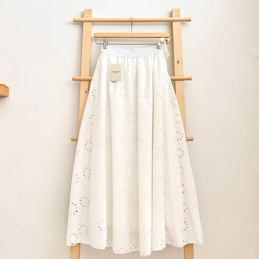 Floral Eyelet Cotton Skirt