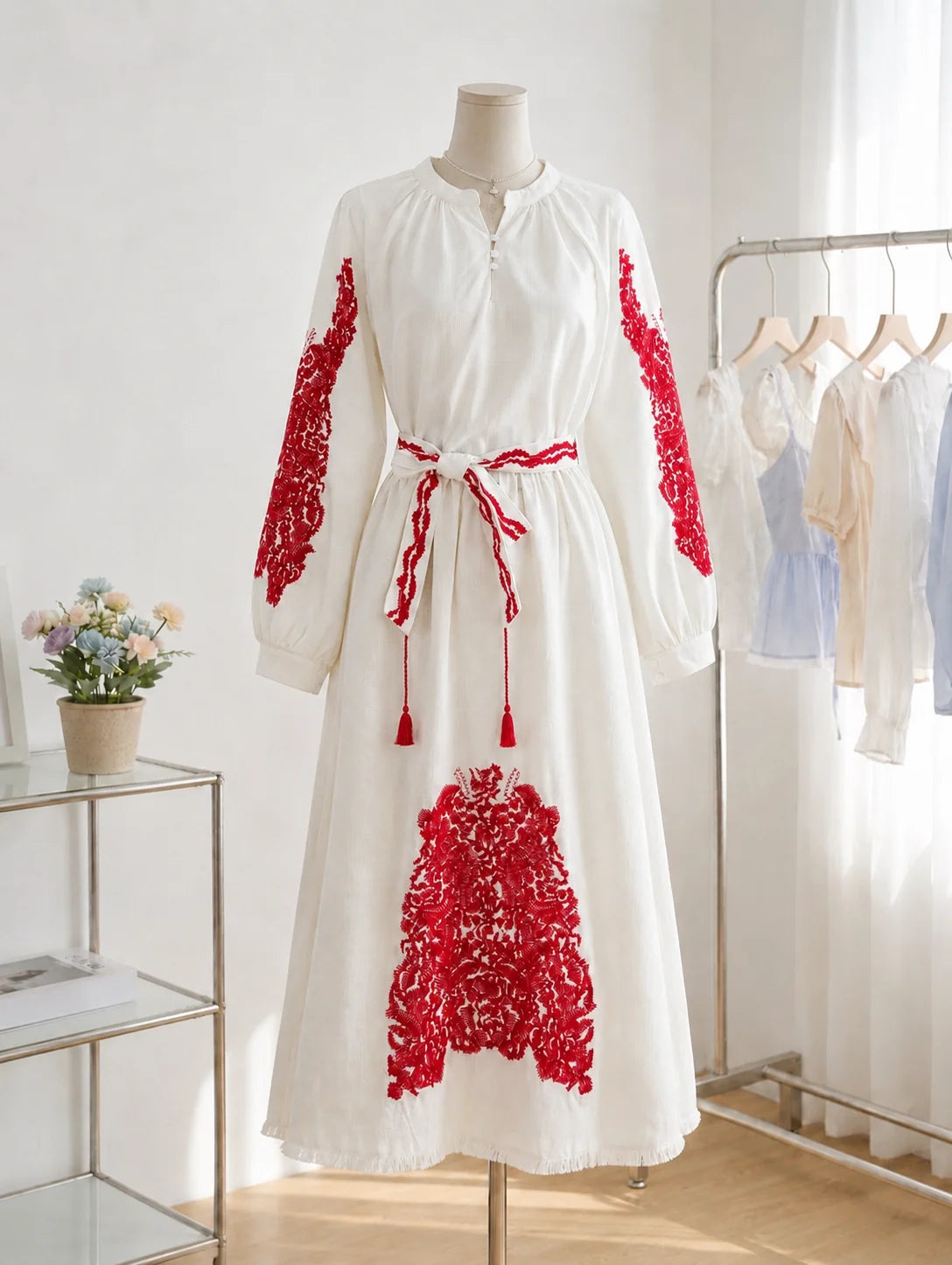Cross-Stitch Detail Skirted Set