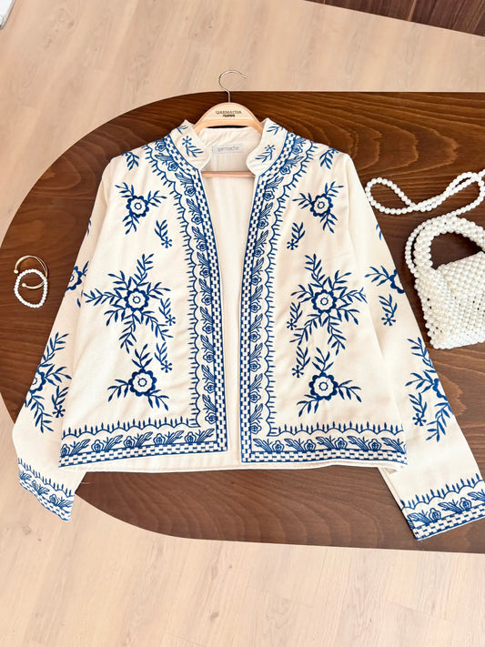 Imported Blue Embroidered Jacket