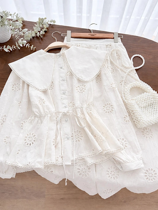 Sweetheart Neck Scalloped Skirted Set