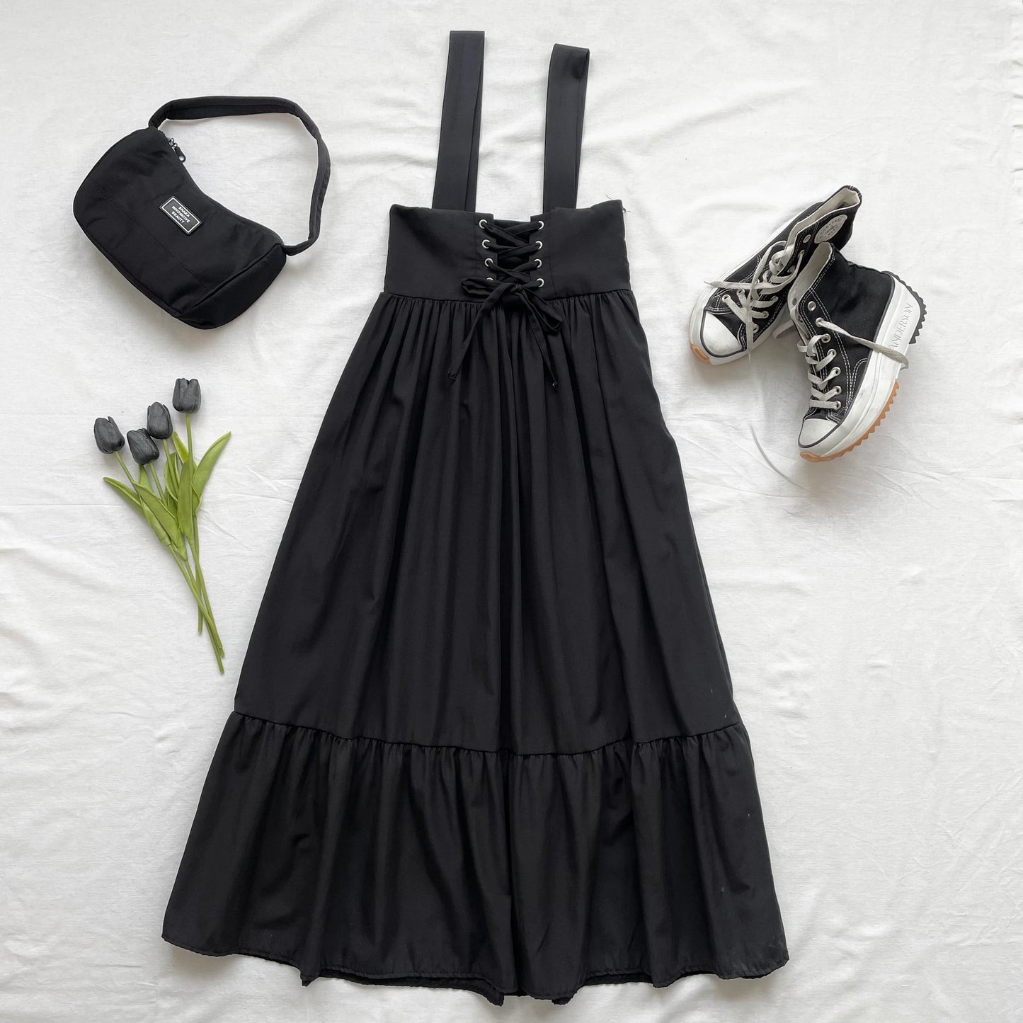 Drawstring Skirted Overalls