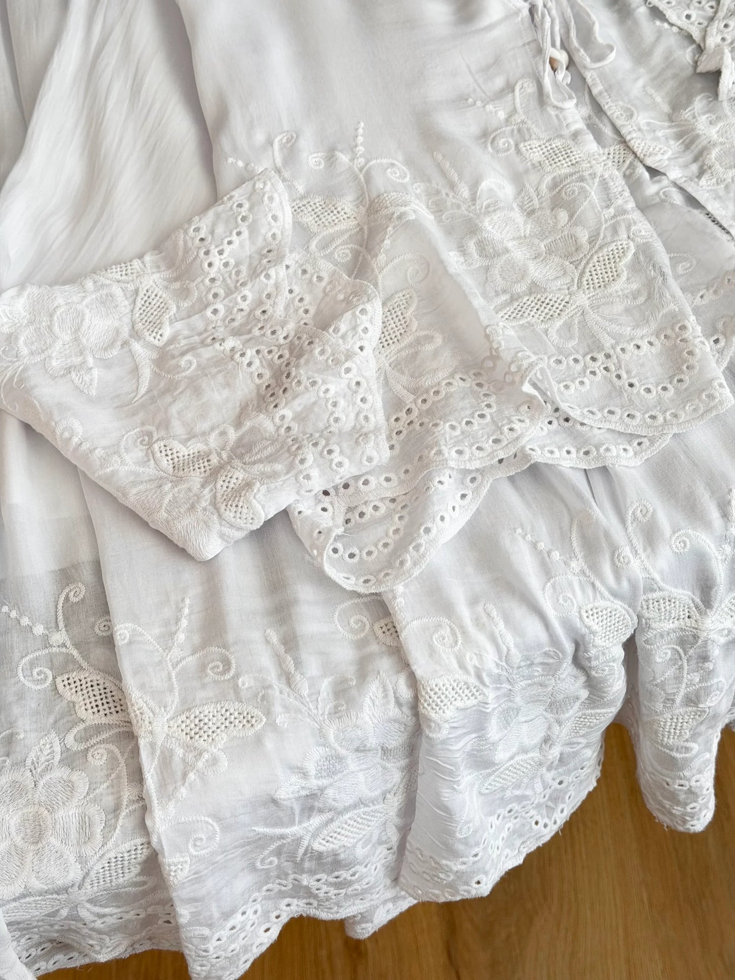 Voile Embroidered Skirted Set