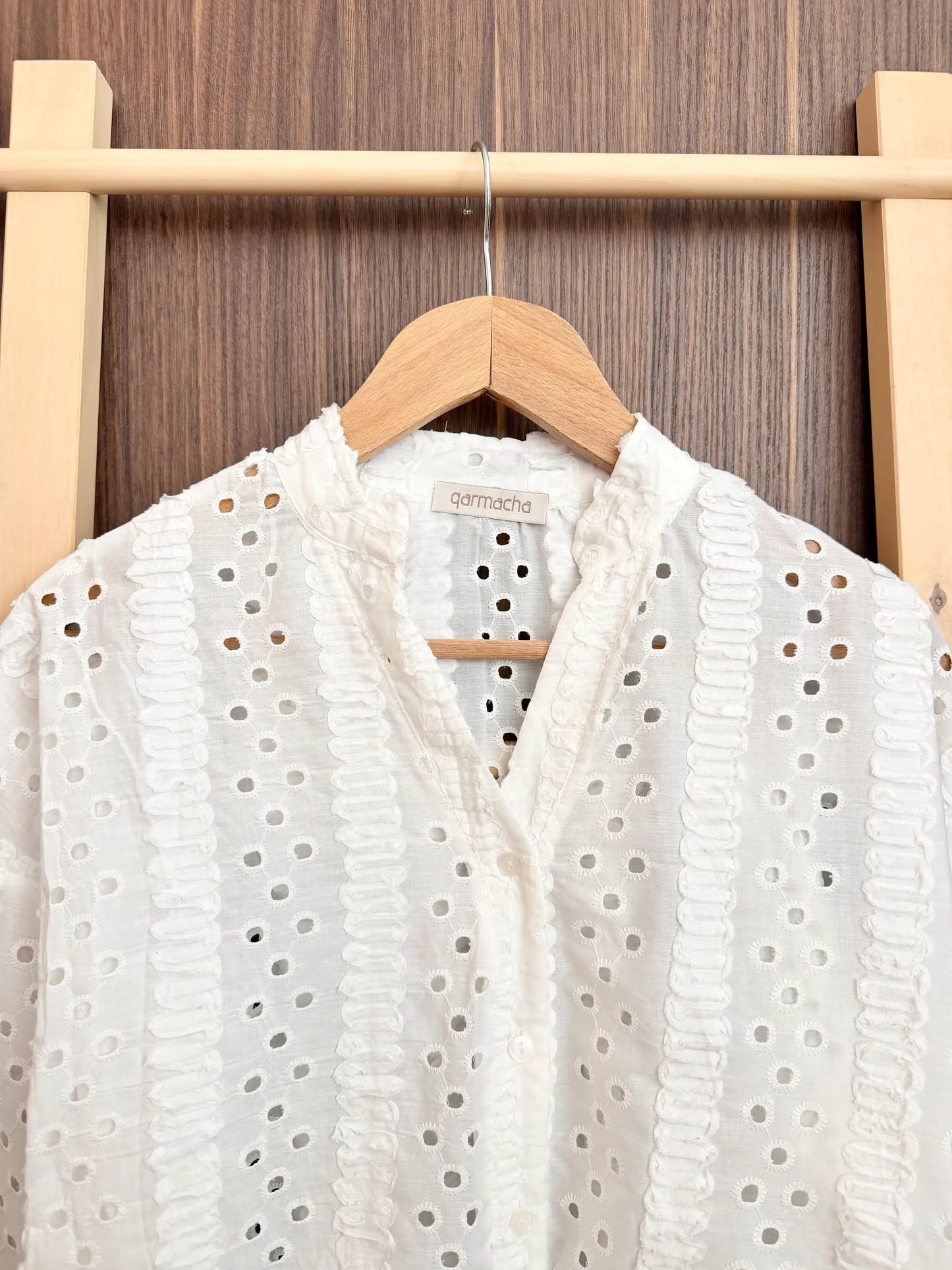 Eyelet V-Neck Shirt