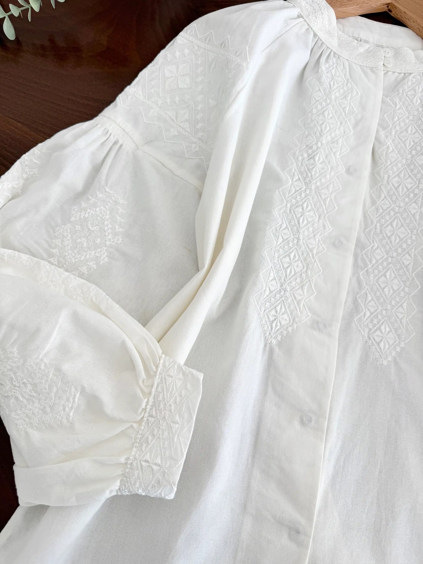 Ethnic Embroidered Balloon Sleeve Shirt