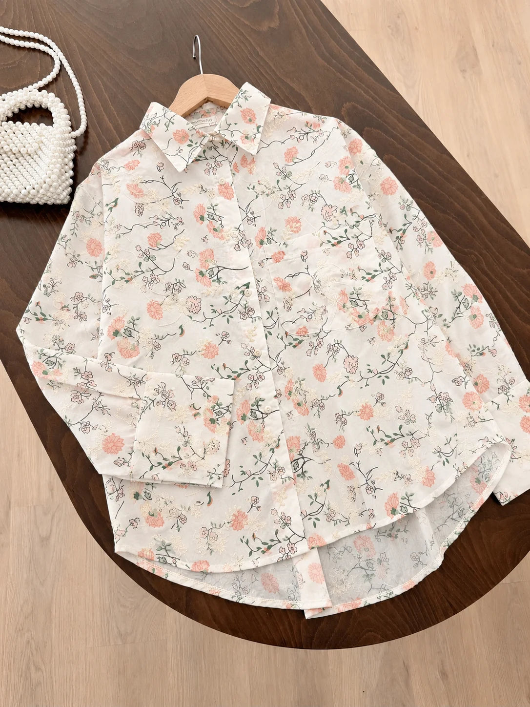 Floral Patterned Embroidered Shirt