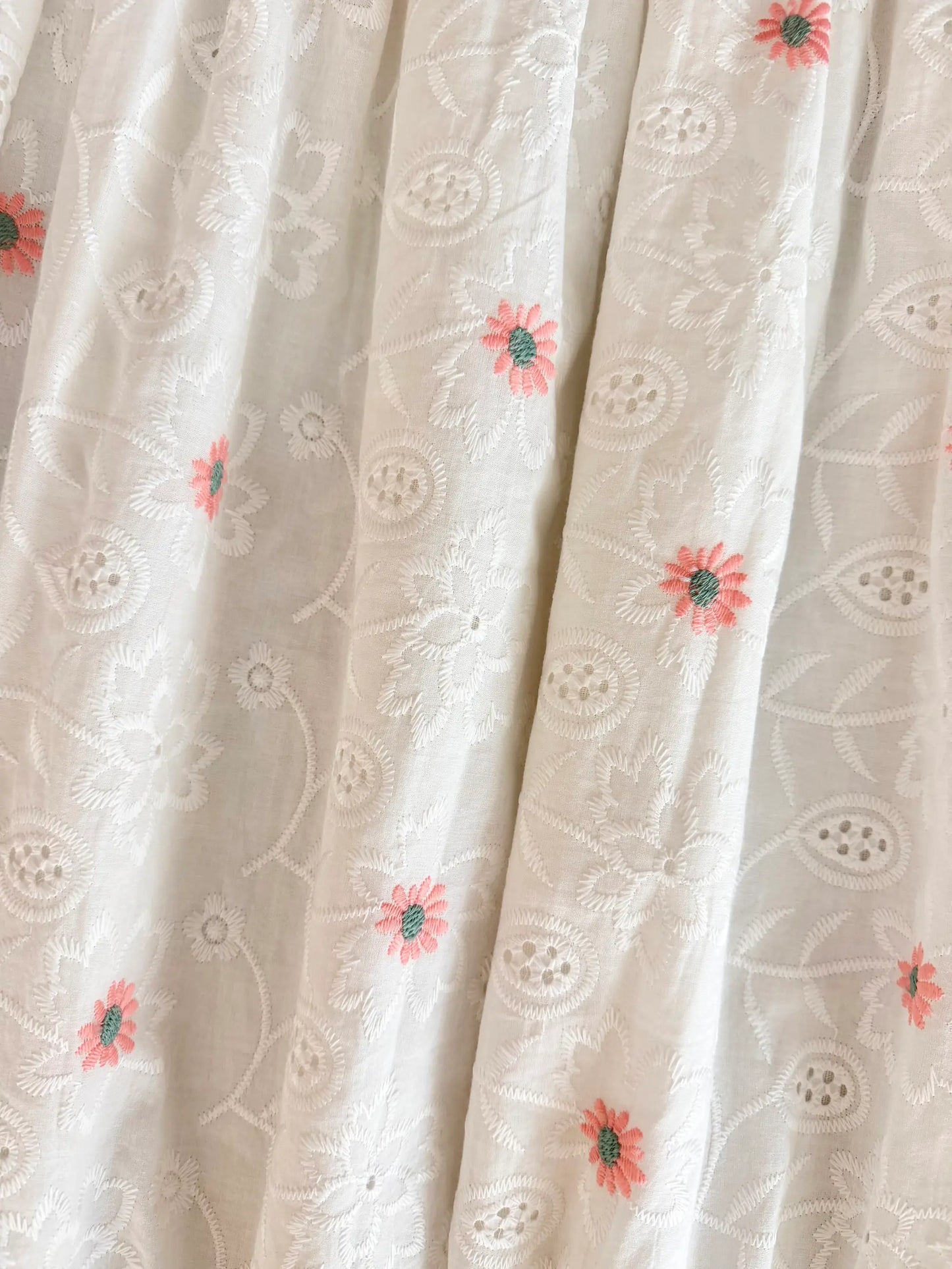 Daisy Embroidered Scalloped Ruffled Skirt