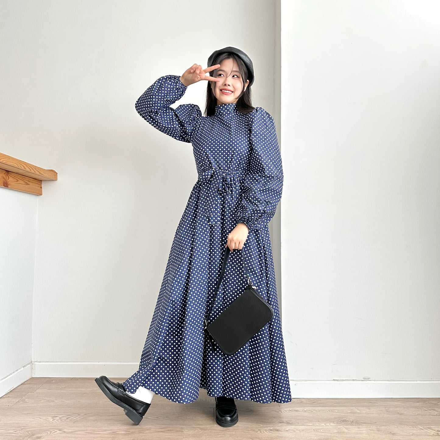 Balloon Sleeve Polka Dot Dress