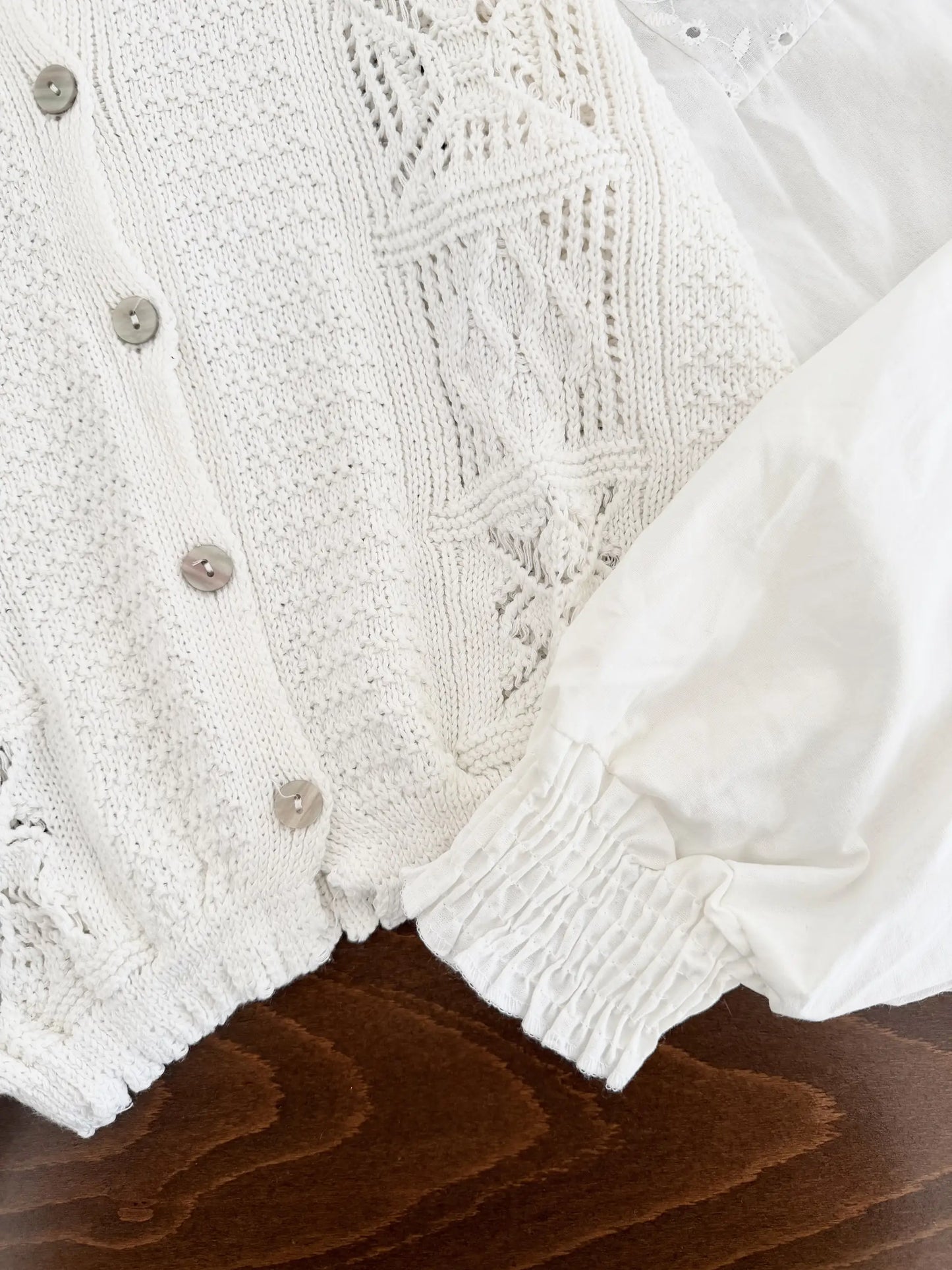 Embroidered Balloon Sleeve Cardigan