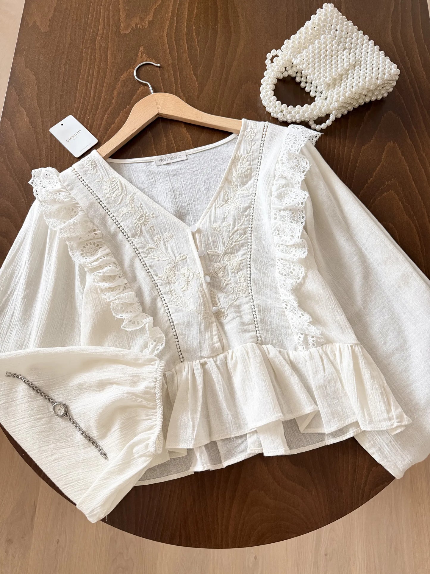 Scalloped Linen Blouse