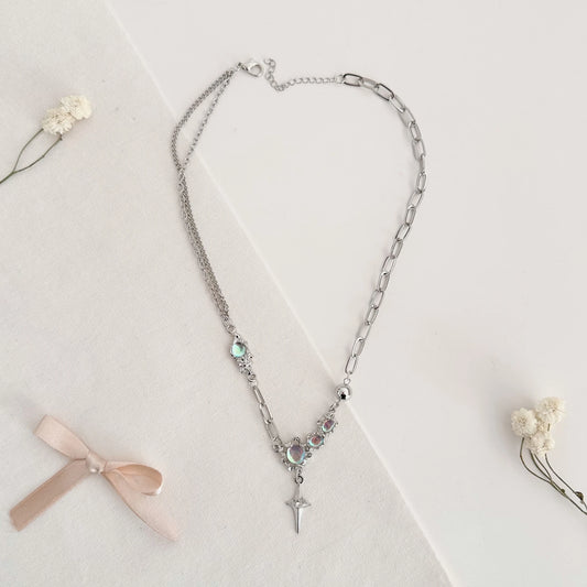 Steel & Silver Mixed Chain Necklace