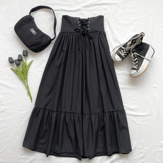 Drawstring Skirted Overalls