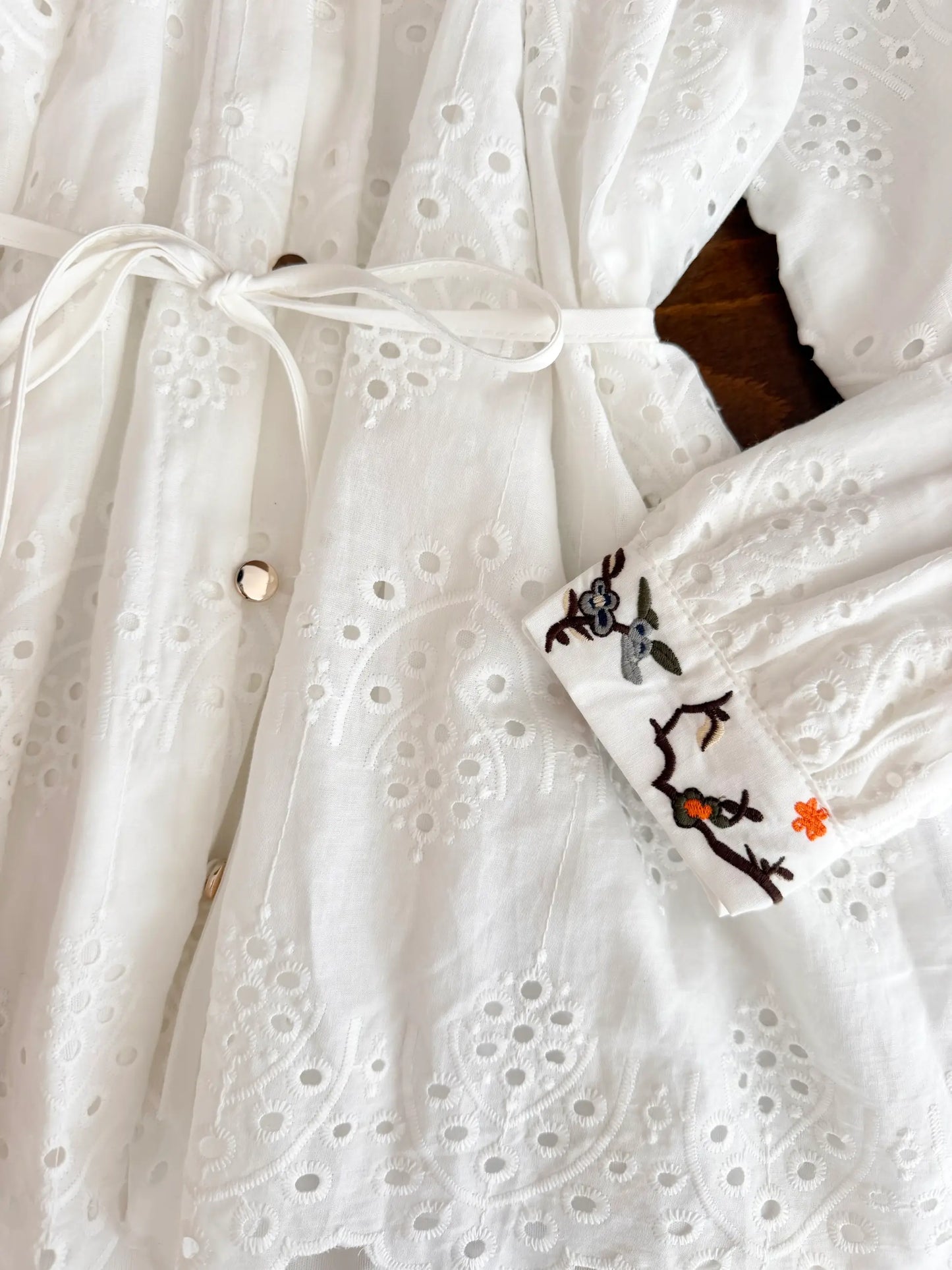 Embroidery Detail Scalloped Skirted Set