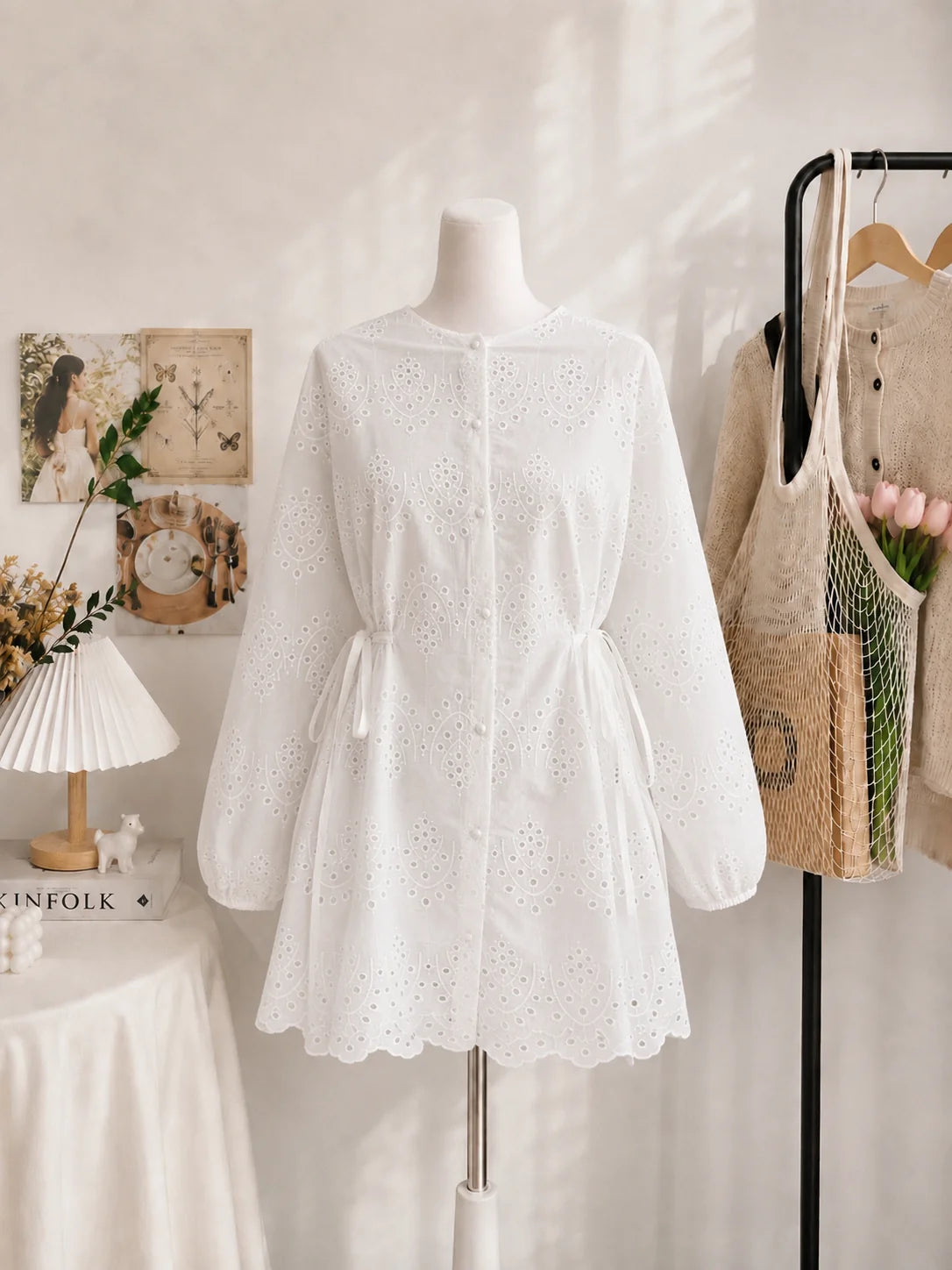 Side Tie Scalloped Tunic