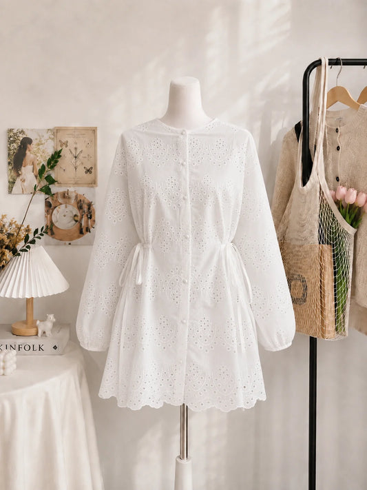 Side Tie Scalloped Tunic
