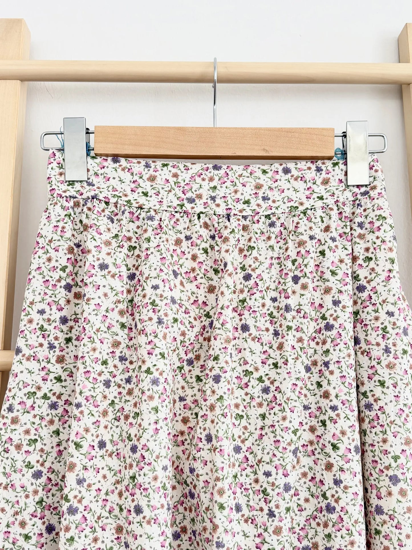 Mixed Floral Poplin Gathered Skirt
