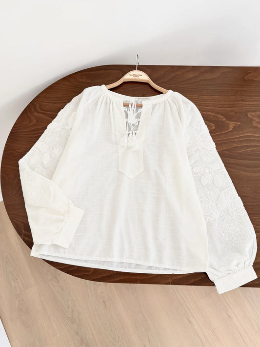 Tasseled Embroidered Blouse