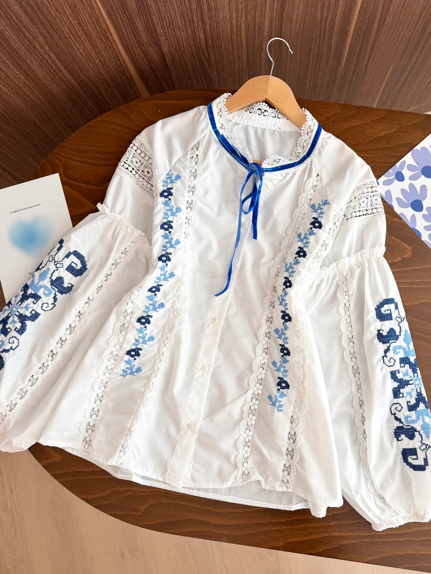 Blue Embroidered Shirt