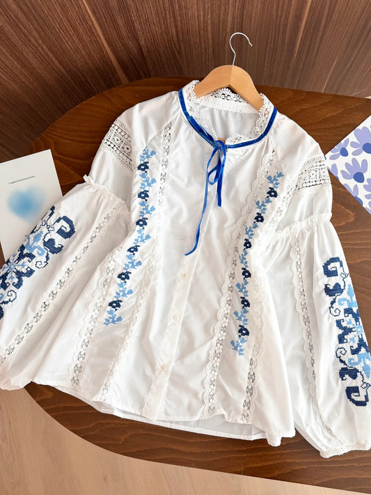 Blue Embroidered Shirt