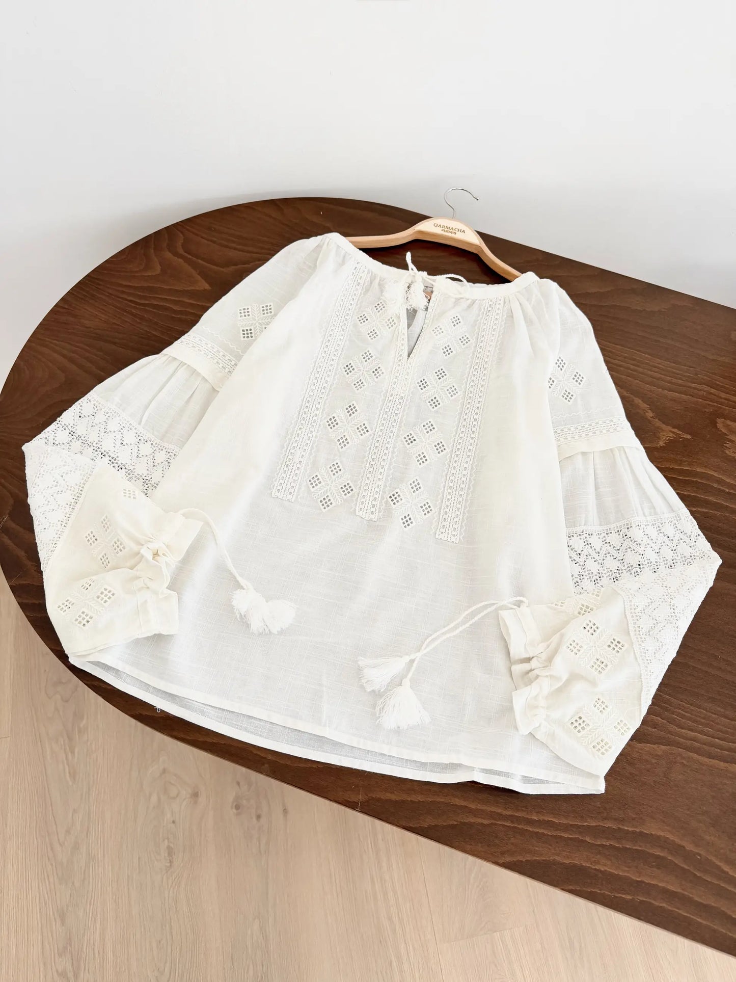 Baklava Embroidered Tasseled Blouse