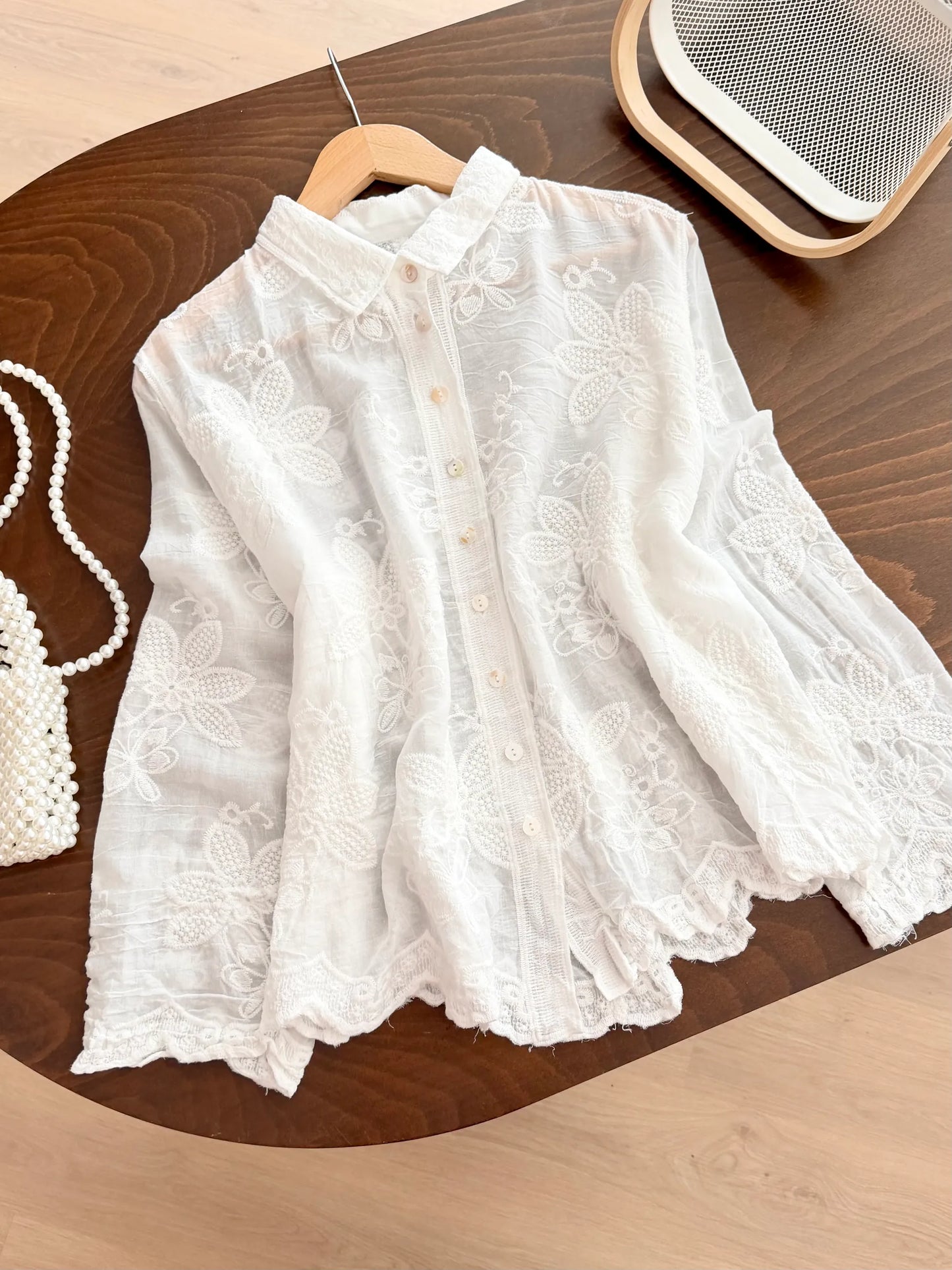Floral Embroidered Imported Shirt