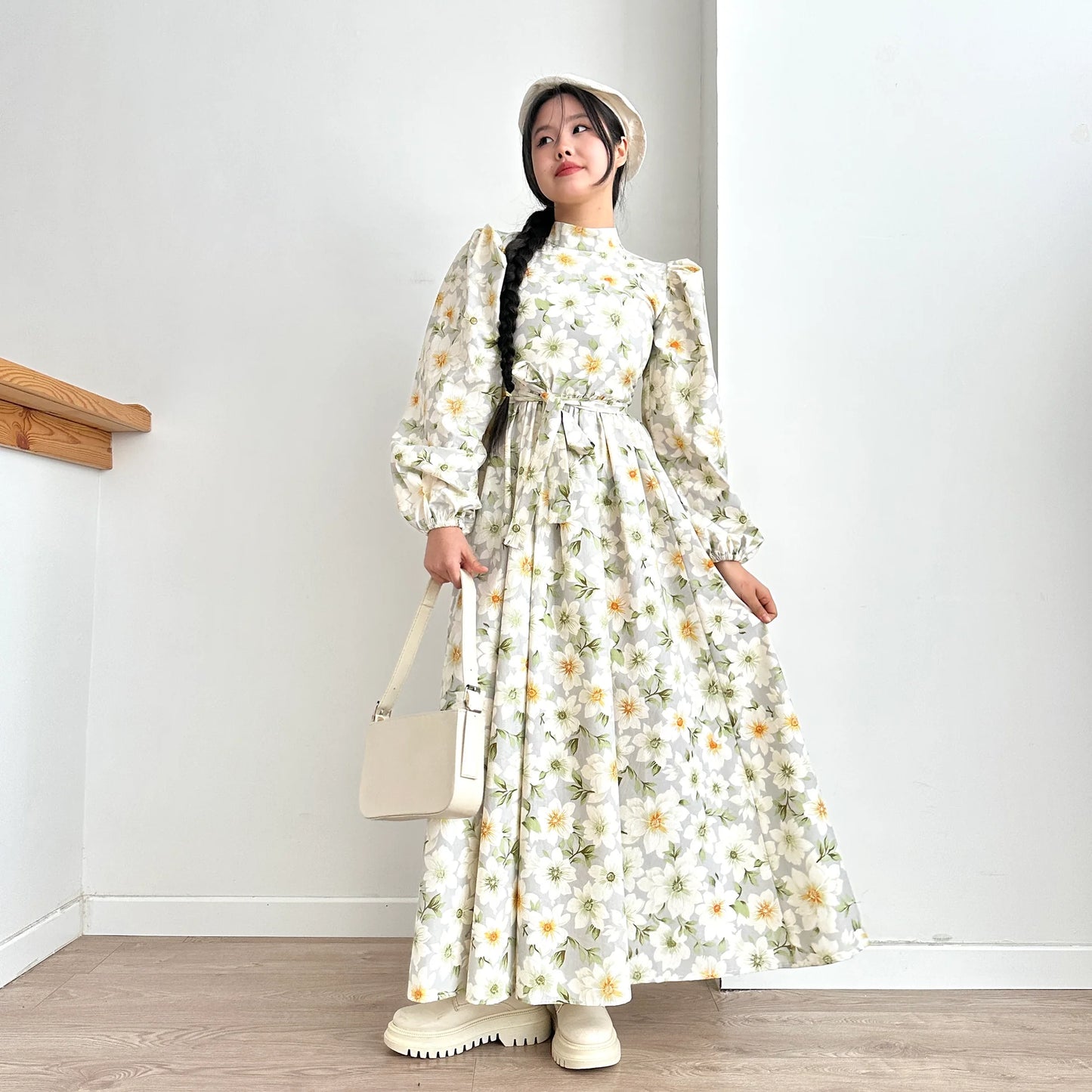 Balloon Sleeve Floral Dress