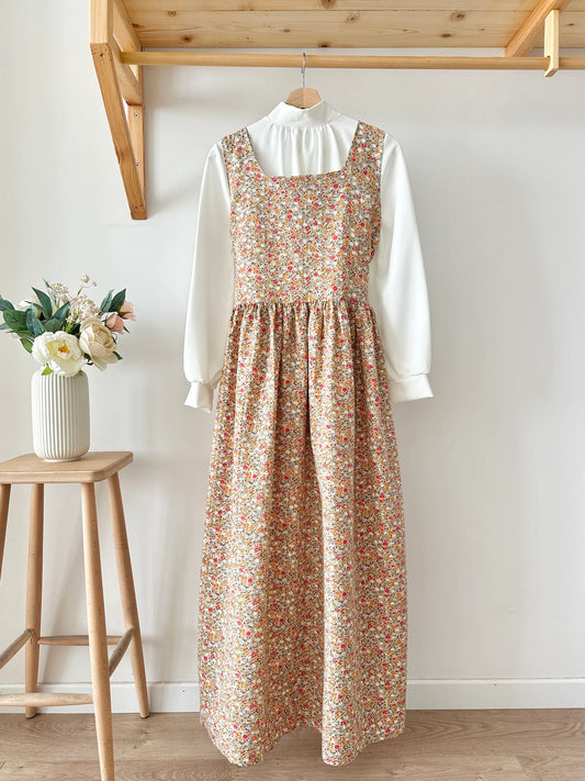Floral Poplin Vest & Collar Gathered Shirt Set