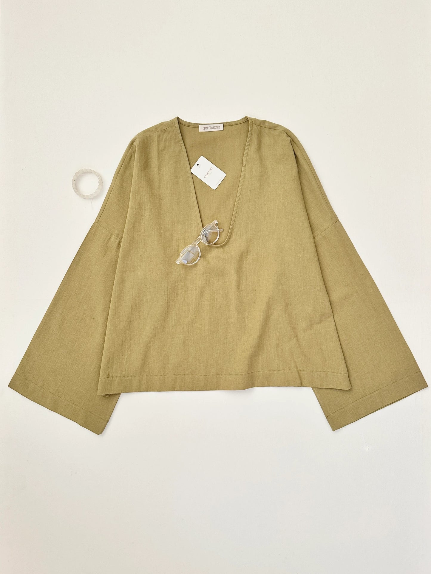 V-Neck Organic Linen Blouse