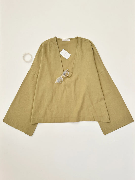V-Neck Organic Linen Blouse