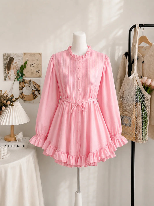 Ruffled Viscose Tunic Shirt