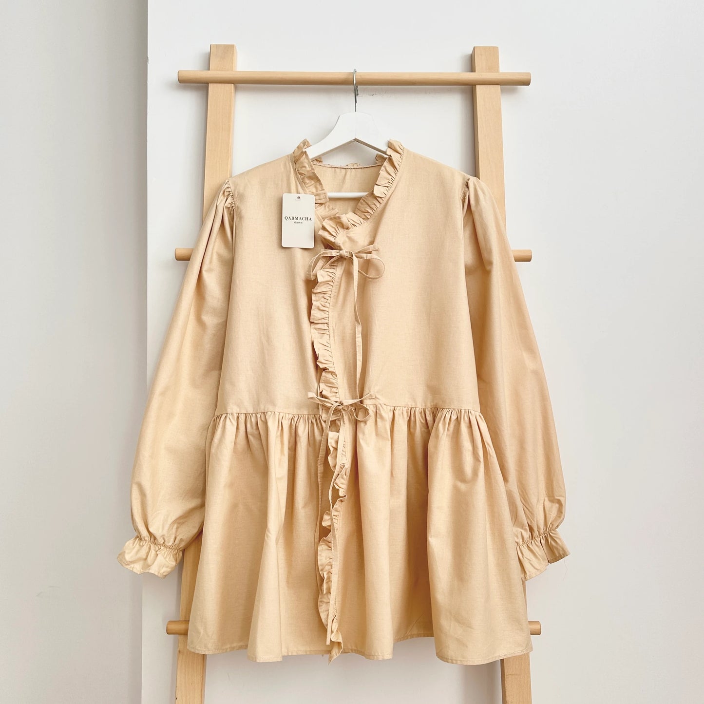Ruffled Tie Tunic Shirt