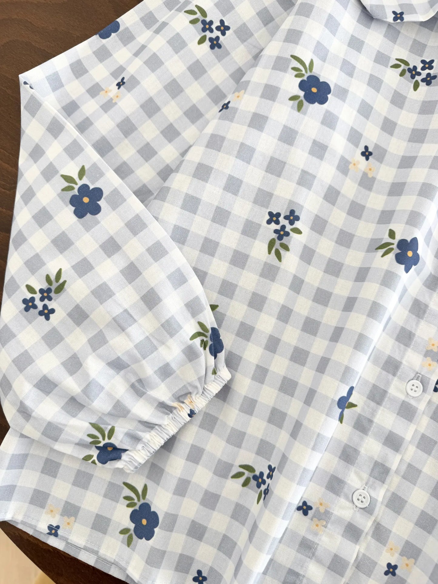 Bulut Neck Floral Plaid Shirt