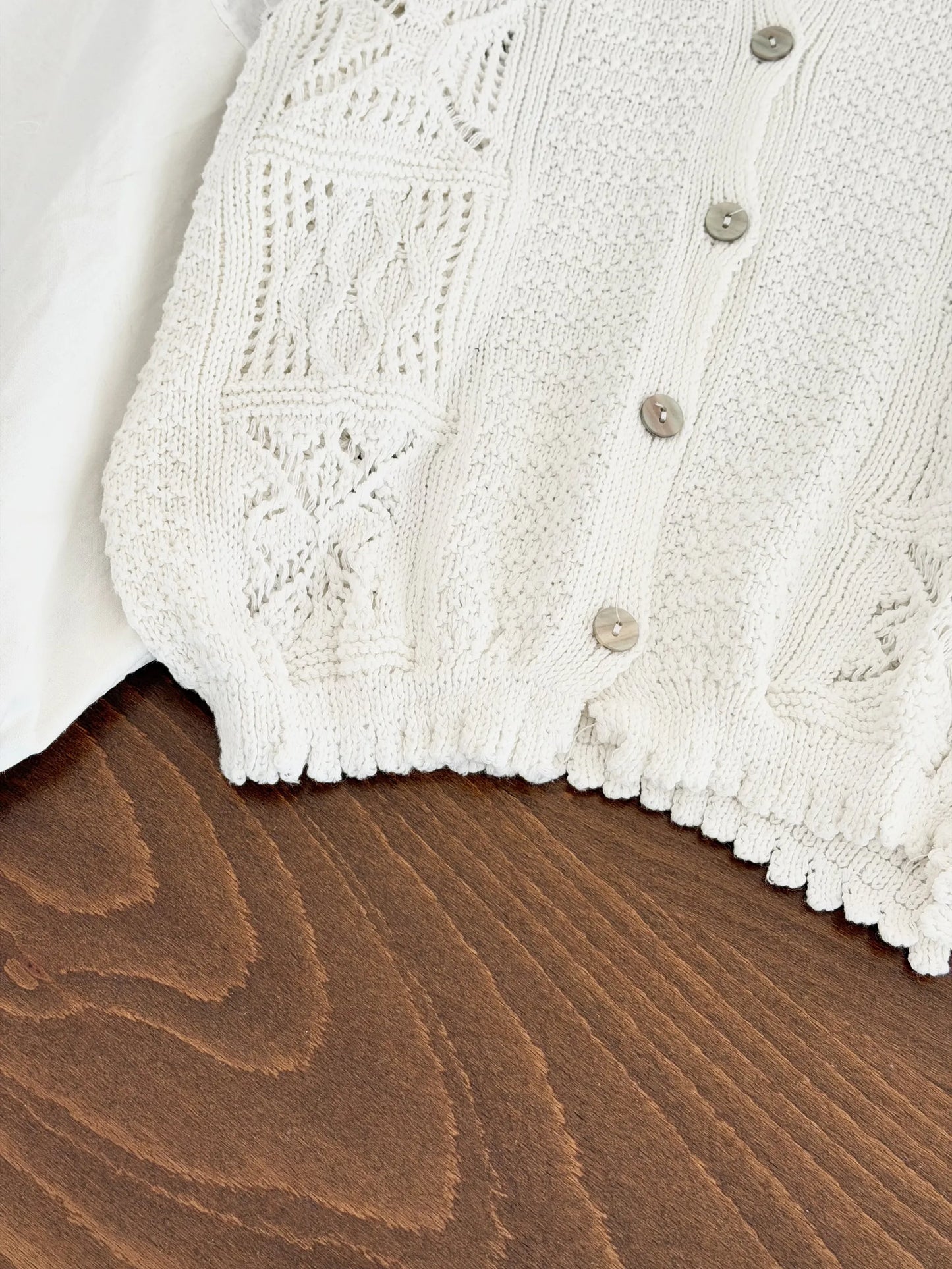 Embroidered Balloon Sleeve Cardigan