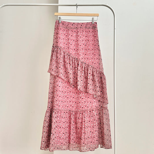 Small Floral Ruffled Chiffon Skirt