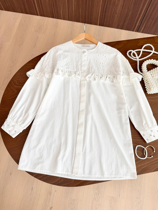 Ruffle Detail Tunic Shirt