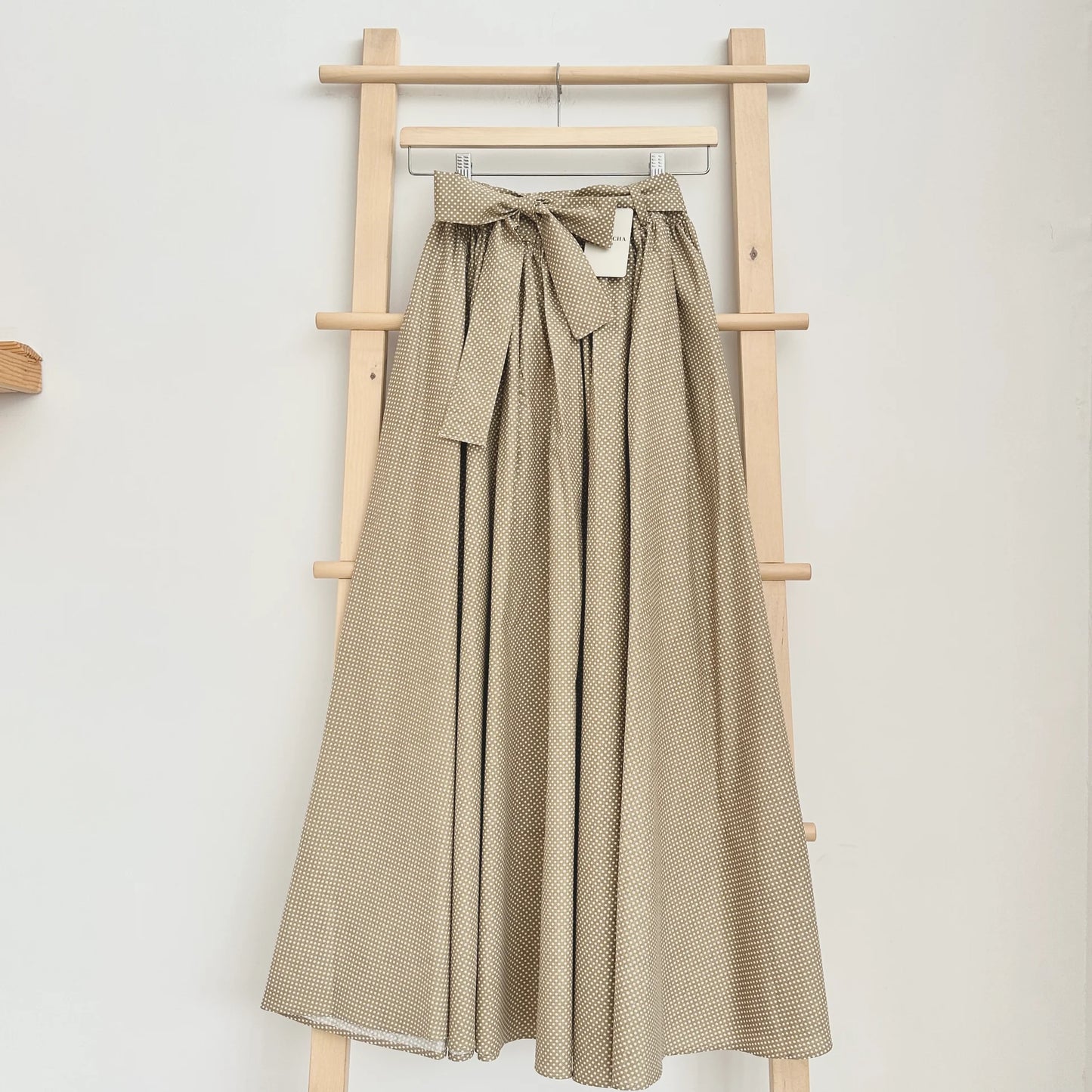 Polka Dot Flared Cotton Skirt
