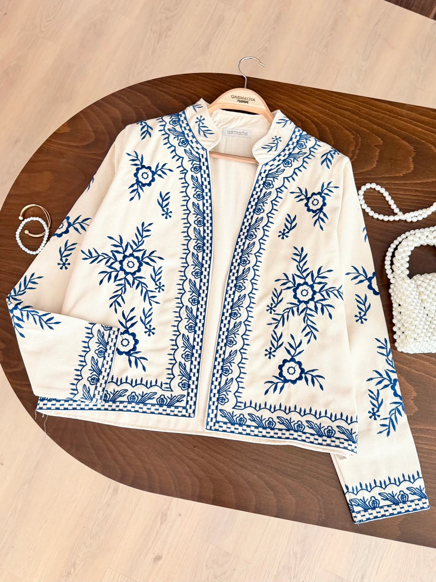 Imported Blue Embroidered Jacket
