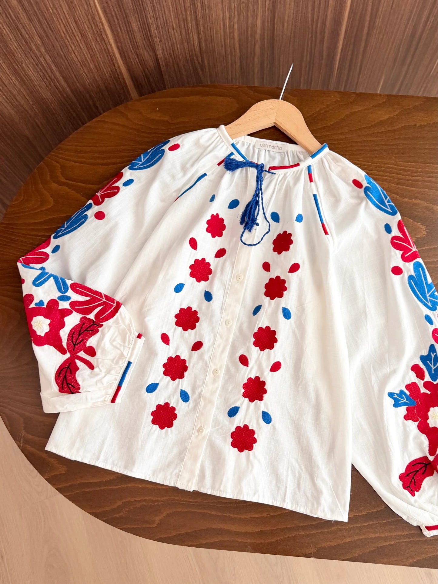 Red & Blue Embroidered Shirt