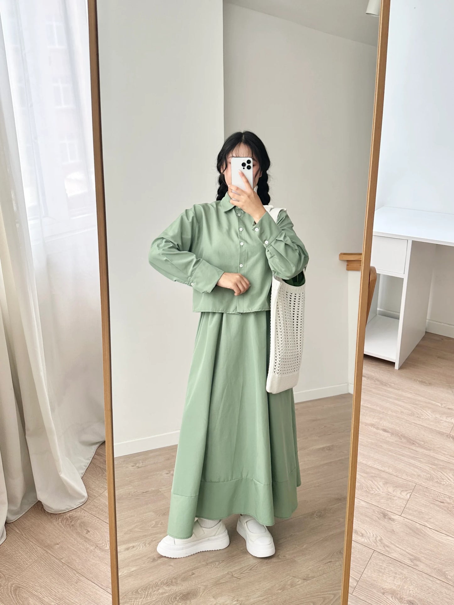 Thin Crop Shirt & Skirt Set