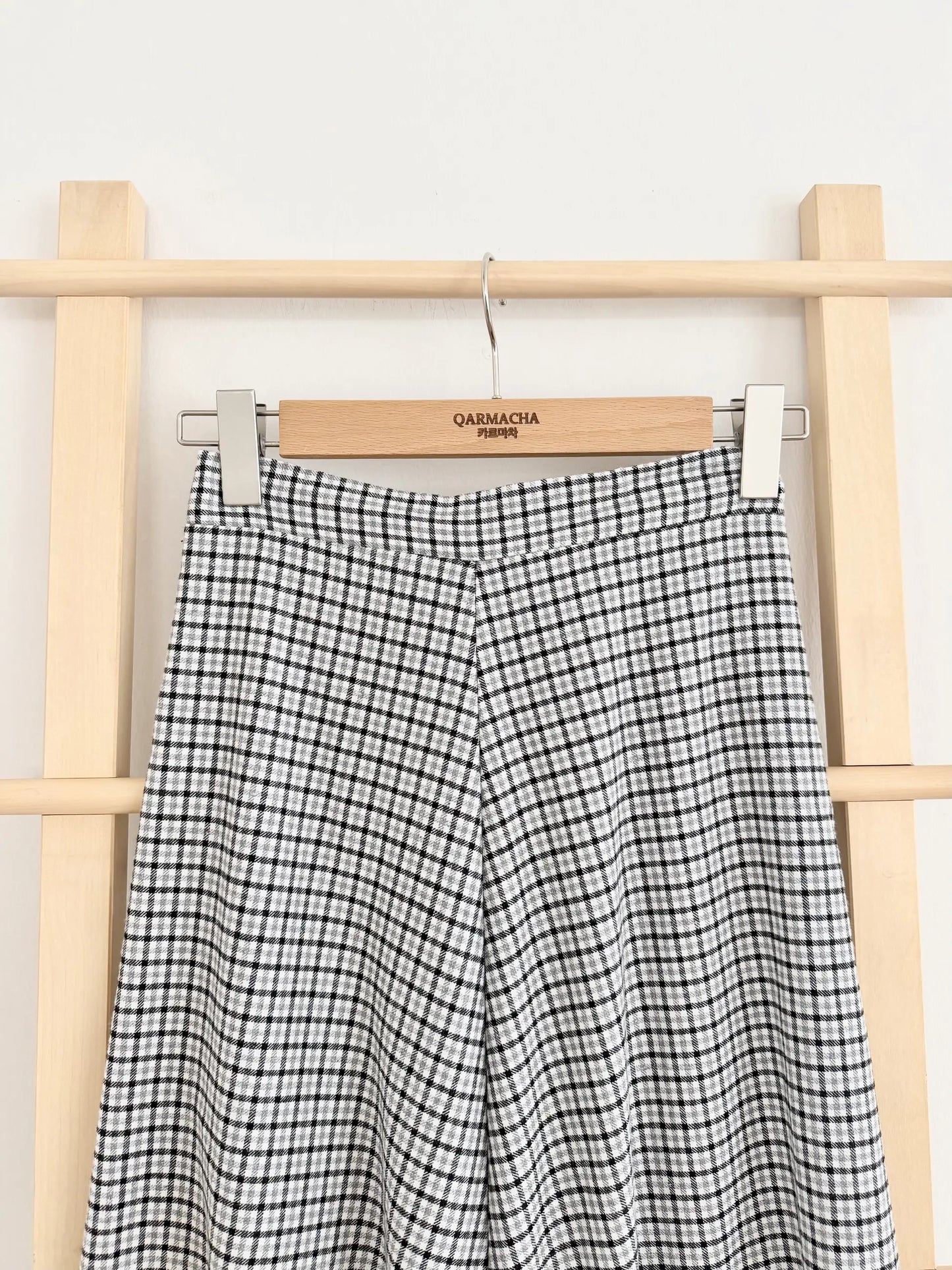 Plaid Paneled Flared Skirt