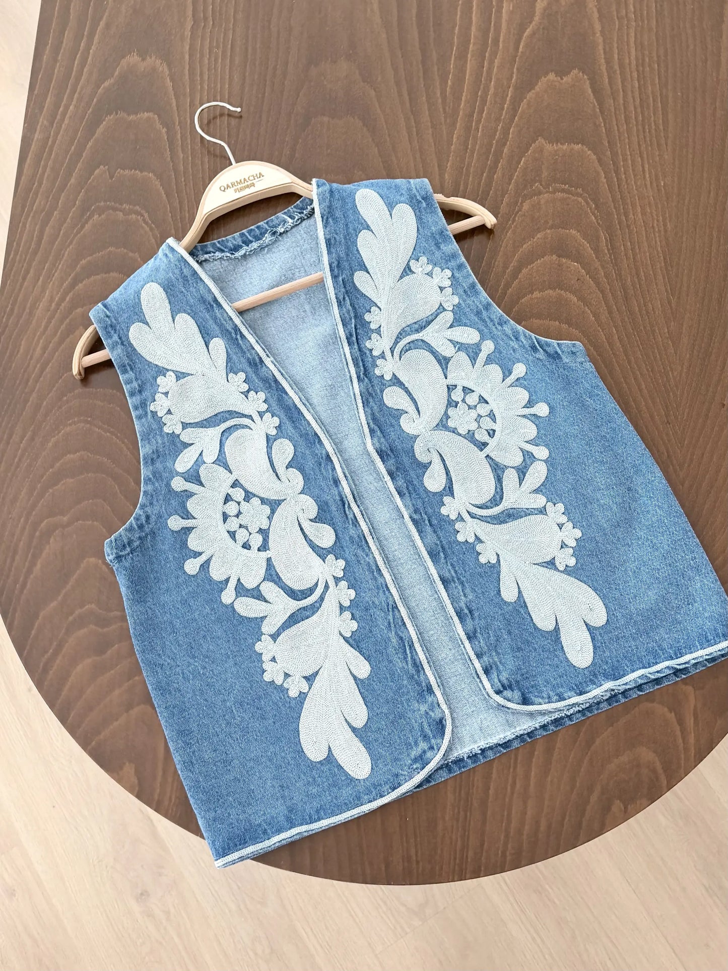 Large Embroidered Denim Yelek