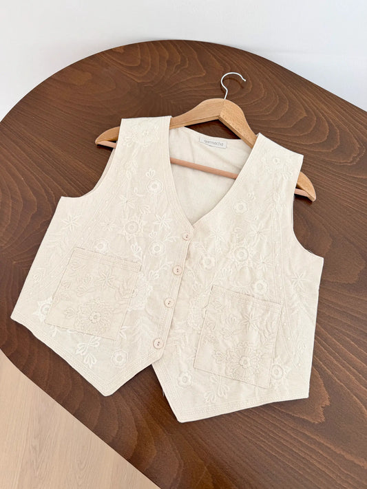 Floral Embroidered Pocket Yelek